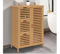 IDMARKET Meuble de rangement salle de bain bambou BEA 3 tiroirs avec placard