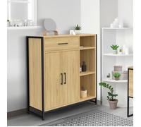 IDMARKET Meuble de rangement salle de bain DETROIT 1 tiroir 2 portes placard et étagères design industriel
