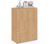 IDMarket - Meuble de Rangement Salle de Bain Victor | 3 tiroirs avec placard effet lattes