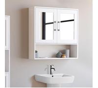 IDMARKET Meuble de rangement suspendu avec miroir pour salle de bain WALDO blanc