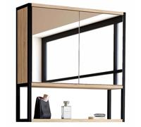 IDMarket – Meuble de rangement suspendu Detroit avec miroir pour salle de bain design industriel