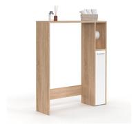 IDMarket - Meuble Dessus WC Wallis avec Placard façon hêtre et Blanc