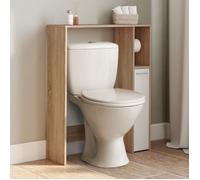 IDMARKET Meuble dessus WC WALLIS avec placard façon hêtre et blanc
