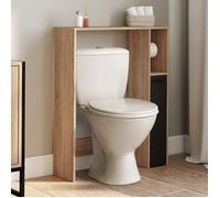 IDMARKET Meuble dessus WC WALLIS avec placard façon hêtre et noir