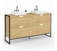 IDMarket - Meuble Double Vasque Salle de Bain Detroit 4 tiroirs Design Industriel