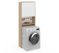 IDMarket - Meuble étagères de Rangement Dessus Machine à Laver et WC Wallis Blanc et hêtre