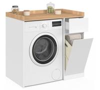 IDMarket - Meuble Machine à Laver | avec tiroir et panier à linge intégré