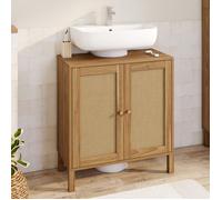 IDMARKET Meuble sous lavabo salle de bain HANAE effet naturel cannage