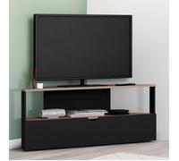 IDMARKET Meuble TV 100 cm d'angle ELI bois façon hêtre et noir