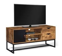 IDMarket Meuble TV Chicago 110 cm – 2 tiroirs avec placard – Design industriel