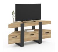 IDMarket Meuble TV PHOENIX 110 cm d'angle avec tiroir bois et noir