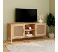 IDMarket Meuble TV EDHEN 110 cm, 2 portes bois et cannage