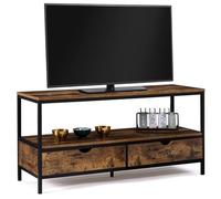 IDMarket - Meuble TV 113 cm Dayton 2 tiroirs Bois Effet Vieilli Design Industriel