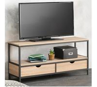 Meuble tv detroit 2 tiroirs design industriel - Naturel