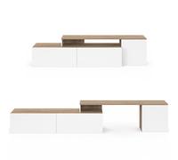 IDMarket - Meuble TV 140-180 cm modulable d'angle Basile Rotatif Bois et Blanc