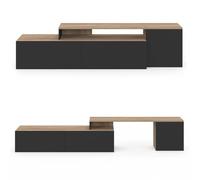 IDMarket - Meuble TV 140-180 cm modulable d'angle Basile Rotatif Bois et Noir
