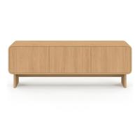 IDMarket Meuble TV Capucine 140 cm 3 portes façon hêtre design arrondi
