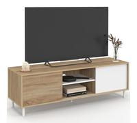 IDMarket - Meuble TV 140 cm Easy Effet Bois et Blanc