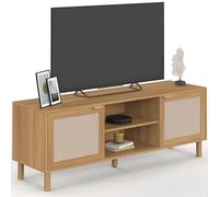 IDMarket - Meuble TV Robin 140 cm 2 portes Bois et effet lin