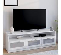 IDMARKET Meuble TV 140 CM VITO portes givrées blanc