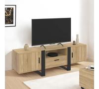 IDMarket Meuble TV PHOENIX 160 cm avec rangements Bois et Noir