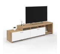 IDMarket - Meuble TV 180 cm Malo Bois et placards Blancs