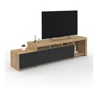 IDMarket Meuble TV MALO 180 cm en bois avec placards noirs