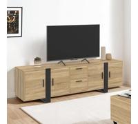 IDMarket Meuble TV PHOENIX 180 cm, 4 portes, 2 tiroirs, bois et noir, Bois G