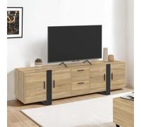 IDMarket - Meuble TV 180 cm Phoenix 4 Portes + 2 tiroirs Bois et Noir