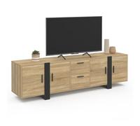 IDMarket Meuble TV PHOENIX 180 cm, 4 portes, 2 tiroirs, bois et noir, Bois G
