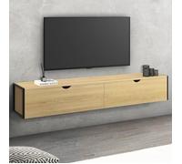 IDMARKET Meuble TV 180 cm suspendu DETROIT 2 portes design industriel