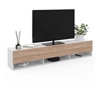 IDMarket - Meuble TV 180 cm Suspendu Elio 2 Portes avec étagère Blanc et Bois