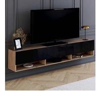 Idmarket Meuble Tv 180 Cm Suspendu Elio 2 Portes Avec Étagère Bois Et Noir Multicolore
