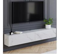 IDMARKET Meuble TV 180 cm suspendu ELIO 2 portes bois effet marbre