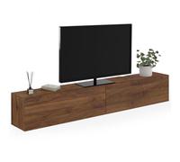 IDMarket - Meuble TV 180 cm Suspendu Elio 2 Portes Bois Effet Noyer