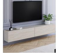 IDMARKET Meuble TV 180 cm suspendu ELIO 2 portes bois effet travertin