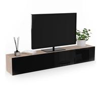 IDMarket - Meuble TV 180 cm Suspendu Elio 2 Portes Bois et Noir