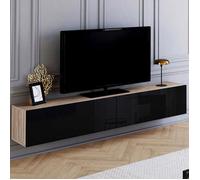 IDMARKET Meuble TV 180 cm suspendu ELIO 2 portes bois et noir
