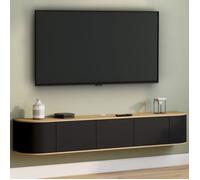IDMarket - Meuble TV 180 cm Suspendu Leora 3 Portes Bois et Noir