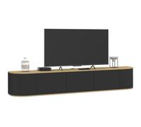 IDMarket - Meuble TV 180 cm Suspendu Leora 3 Portes Bois et Noir