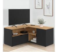 IDMarket - Meuble TV 90 x 90 cm d'angle Baltazar façon hêtre et Noir