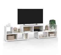 IDMarket - Meuble TV combiné 3 pièces modulables Leonard pour Salon Chambre et Bureau, 140-205 x 30 x 43 cm