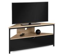IDMarket - Meuble TV Boston 100 cm d'angle avec placard - design industriel - Noir