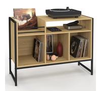 IDMarket - Meuble Vinyle, Buffet de Rangement 100cm Detroit Bois et Noir Design Industriel