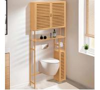 IDMARKET Meuble WC 3 en 1 avec armoires de rangement bambou BEA
