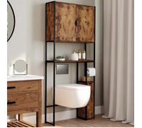 IDMARKET Meuble WC 3 en 1 avec armoires de rangement bois foncé DAYTON design industriel