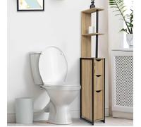 IDMARKET Meuble WC 3 portes DETROIT avec étagères design industriel