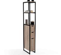 IDMarket - Meuble WC 3 Portes Detroit Design Industriel avec étagères