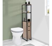 IDMARKET Meuble WC 3 portes DETROIT design industriel avec étagères