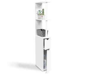 IDMarket - Meuble WC étagère bois WILLY 2 portes blanc